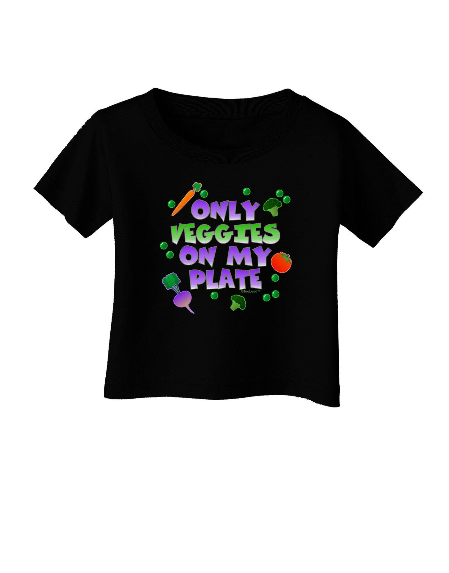 Only Veggies On My Plate Infant T-Shirt Dark-Infant T-Shirt-TooLoud-Black-06-Months-Davson Sales