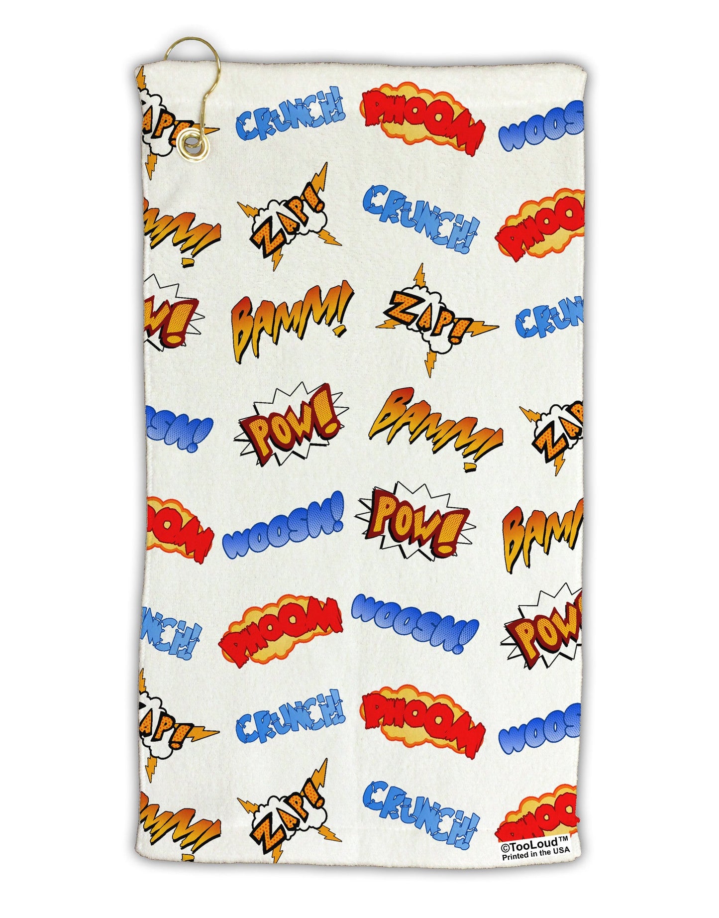 Onomatopoeia All Over Print Micro Terry Gromet Golf Towel 15 x 22 Inch All Over Print-Golf Towel-TooLoud-White-Davson Sales