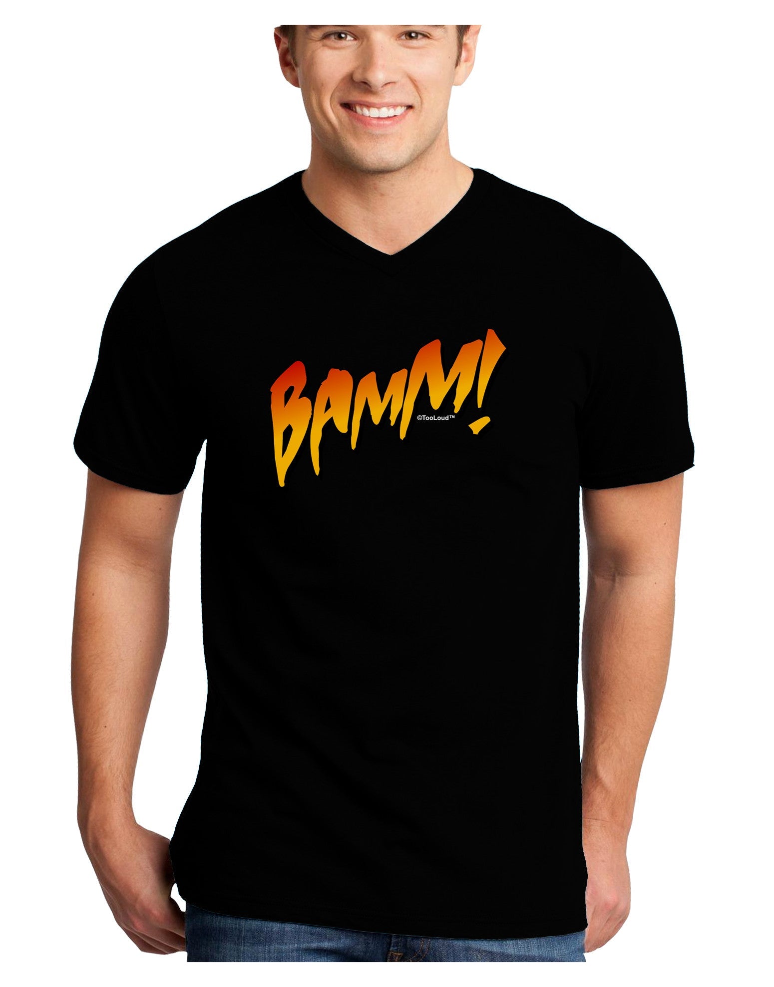 Onomatopoeia BAMM Adult Dark V-Neck T-Shirt-TooLoud-Black-Small-Davson Sales