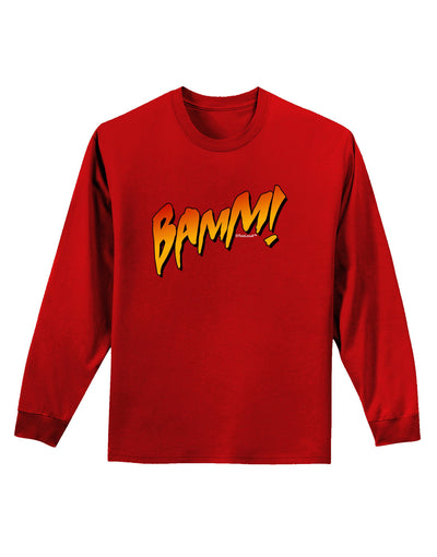 Onomatopoeia BAMM Adult Long Sleeve Dark T-Shirt-TooLoud-Red-Small-Davson Sales