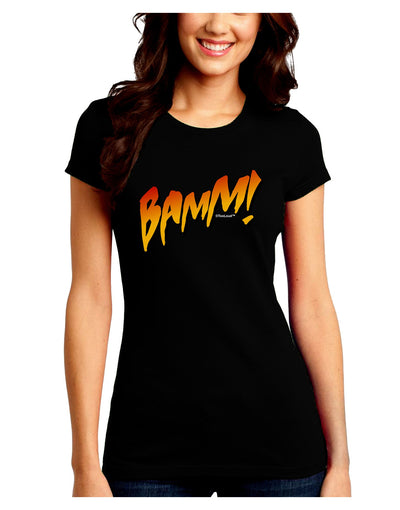 Onomatopoeia BAMM Juniors Crew Dark T-Shirt-T-Shirts Juniors Tops-TooLoud-Black-Juniors Fitted Small-Davson Sales