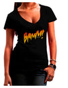 Onomatopoeia BAMM Juniors V-Neck Dark T-Shirt-Womens V-Neck T-Shirts-TooLoud-Black-Juniors Fitted Small-Davson Sales