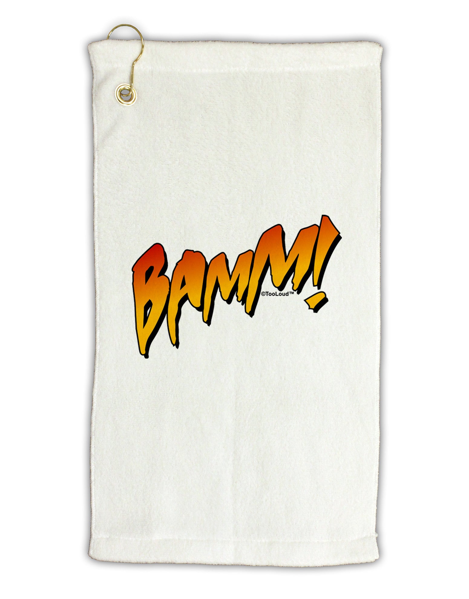 Onomatopoeia BAMM Micro Terry Gromet Golf Towel 11"x19-Golf Towel-TooLoud-White-Davson Sales