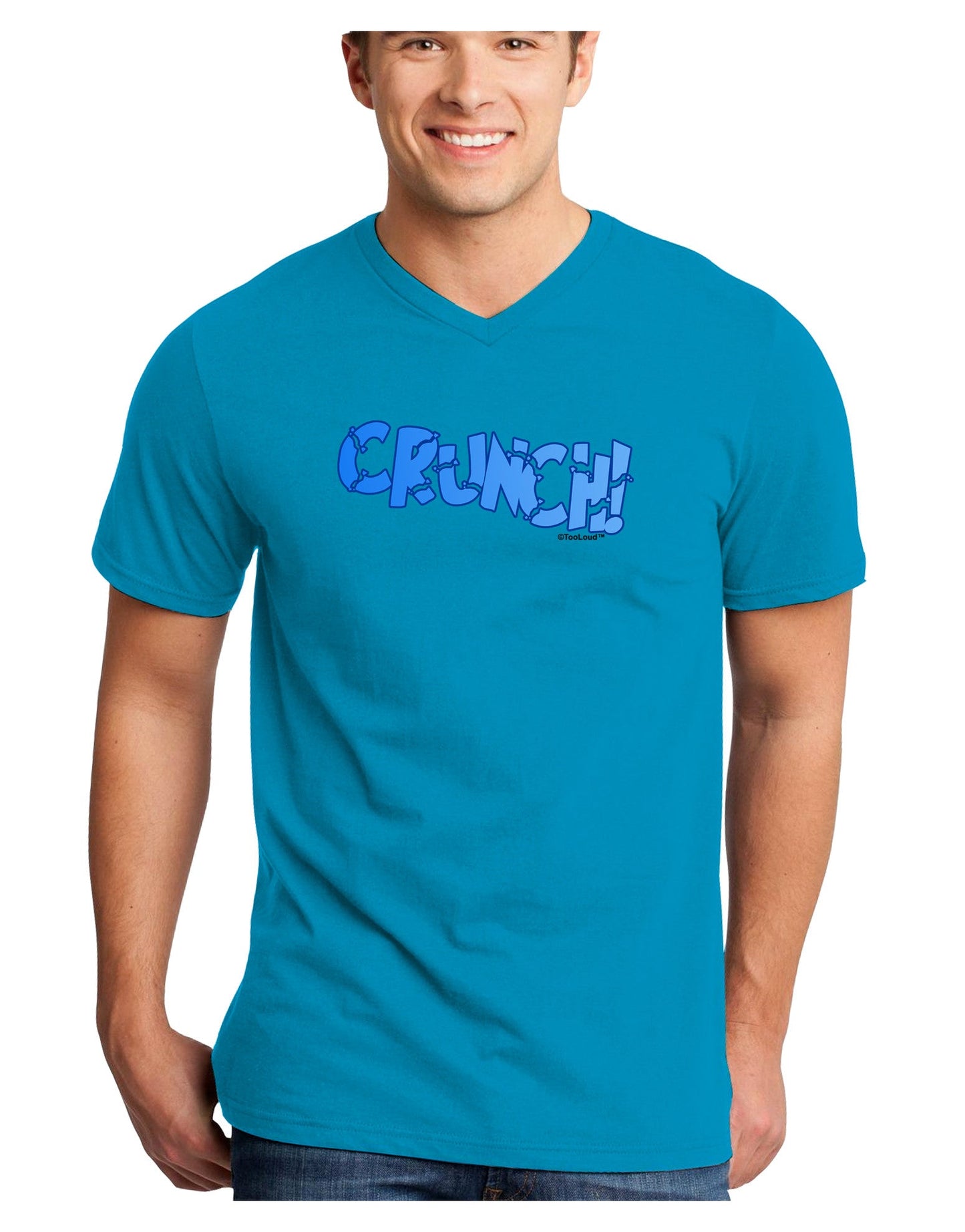 Onomatopoeia CRUNCH Adult Dark V-Neck T-Shirt-TooLoud-Turquoise-Small-Davson Sales