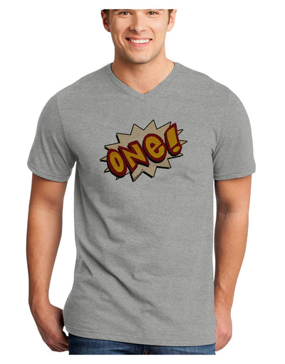 Onomatopoeia One Birthday Adult V-Neck T-shirt-Mens V-Neck T-Shirt-TooLoud-HeatherGray-Small-Davson Sales