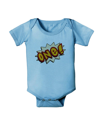 Onomatopoeia One Birthday Baby Romper Bodysuit-Baby Romper-TooLoud-LightBlue-06-Months-Davson Sales