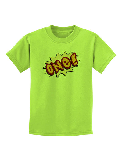 Onomatopoeia One Birthday Childrens T-Shirt-Childrens T-Shirt-TooLoud-Lime-Green-X-Small-Davson Sales