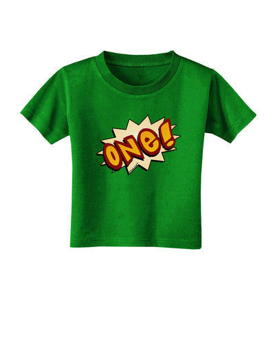 Onomatopoeia One Birthday Toddler T-Shirt Dark-Toddler T-Shirt-TooLoud-Clover-Green-2T-Davson Sales