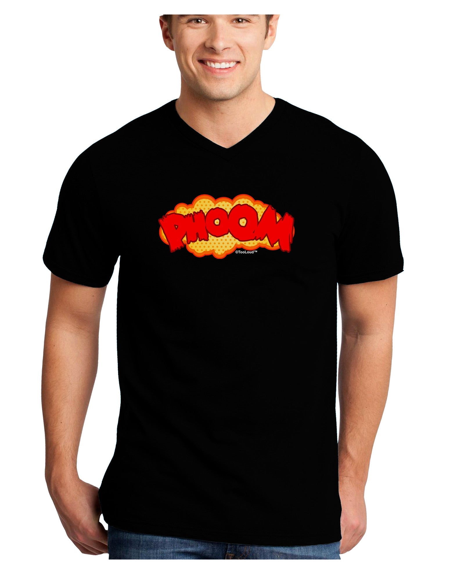 Onomatopoeia PHOOM Adult Dark V-Neck T-Shirt-TooLoud-Black-Small-Davson Sales