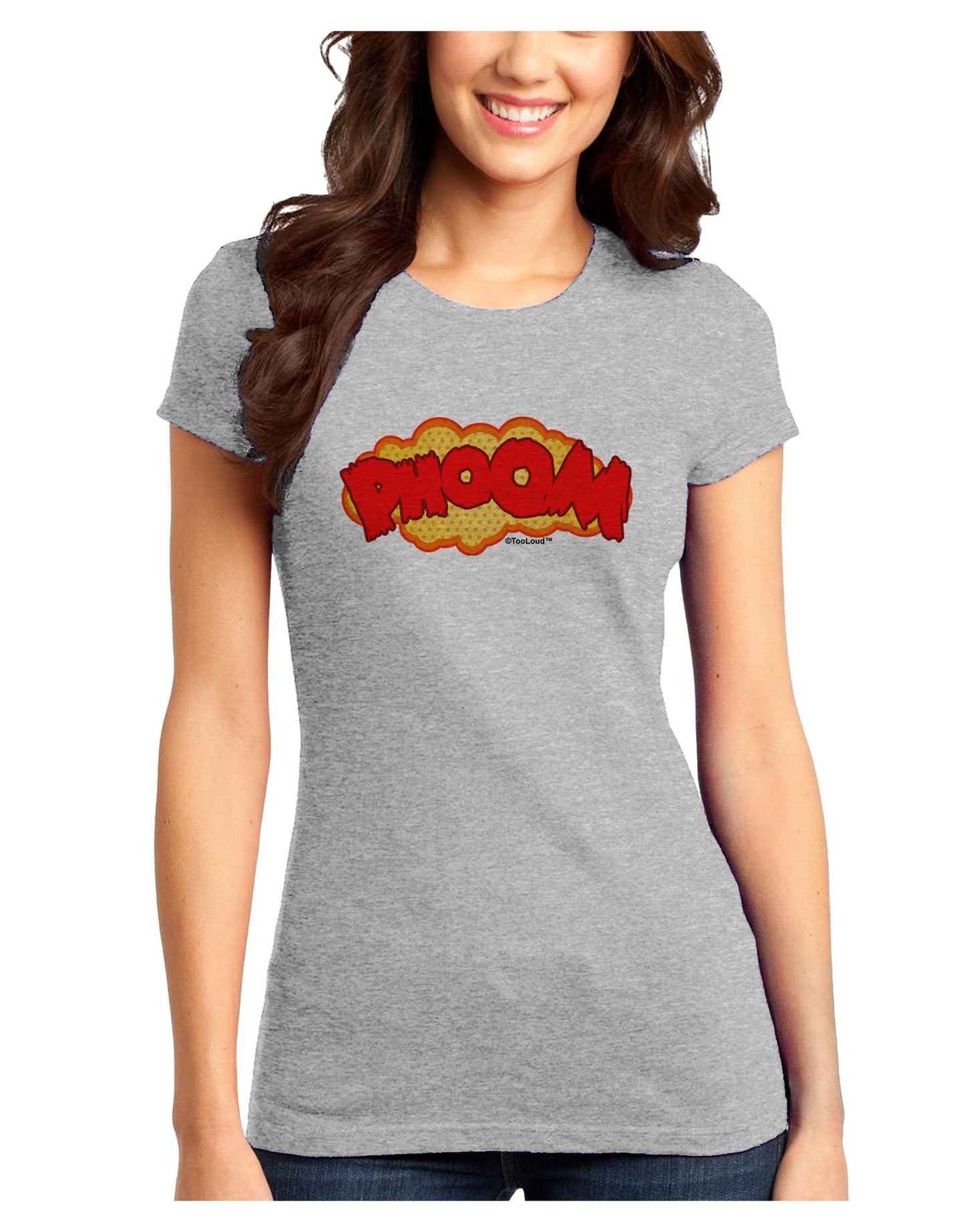 Onomatopoeia PHOOM Juniors T-Shirt-Womens Juniors T-Shirt-TooLoud-Ash-Gray-Juniors Fitted X-Small-Davson Sales