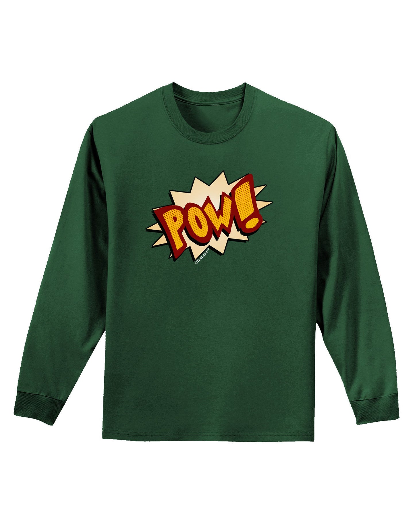Onomatopoeia POW Adult Long Sleeve Dark T-Shirt-TooLoud-Dark-Green-Small-Davson Sales