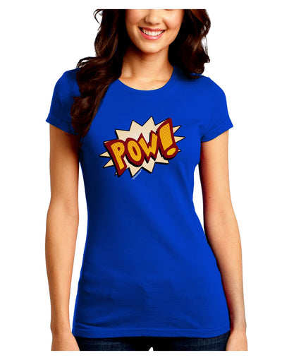 Onomatopoeia POW Juniors Crew Dark T-Shirt-T-Shirts Juniors Tops-TooLoud-Royal-Blue-Juniors Fitted Small-Davson Sales