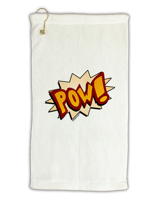 Onomatopoeia POW Micro Terry Gromet Golf Towel 11"x19-Golf Towel-TooLoud-White-Davson Sales