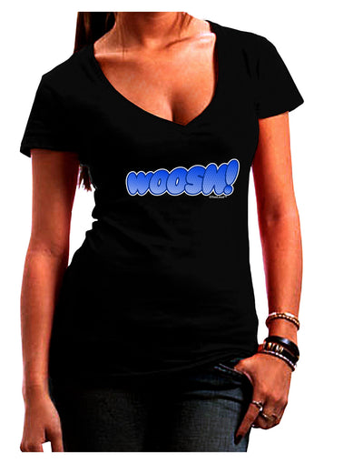 Onomatopoeia WOOSH Juniors V-Neck Dark T-Shirt-Womens V-Neck T-Shirts-TooLoud-Black-Juniors Fitted Small-Davson Sales