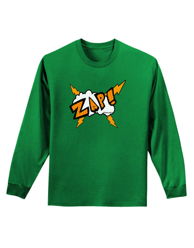 Onomatopoeia ZAP Adult Long Sleeve Dark T-Shirt-TooLoud-Kelly-Green-Small-Davson Sales