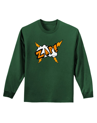 Onomatopoeia ZAP Adult Long Sleeve Dark T-Shirt-TooLoud-Dark-Green-Small-Davson Sales