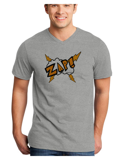 Onomatopoeia ZAP Adult V-Neck T-shirt-Mens V-Neck T-Shirt-TooLoud-HeatherGray-Small-Davson Sales