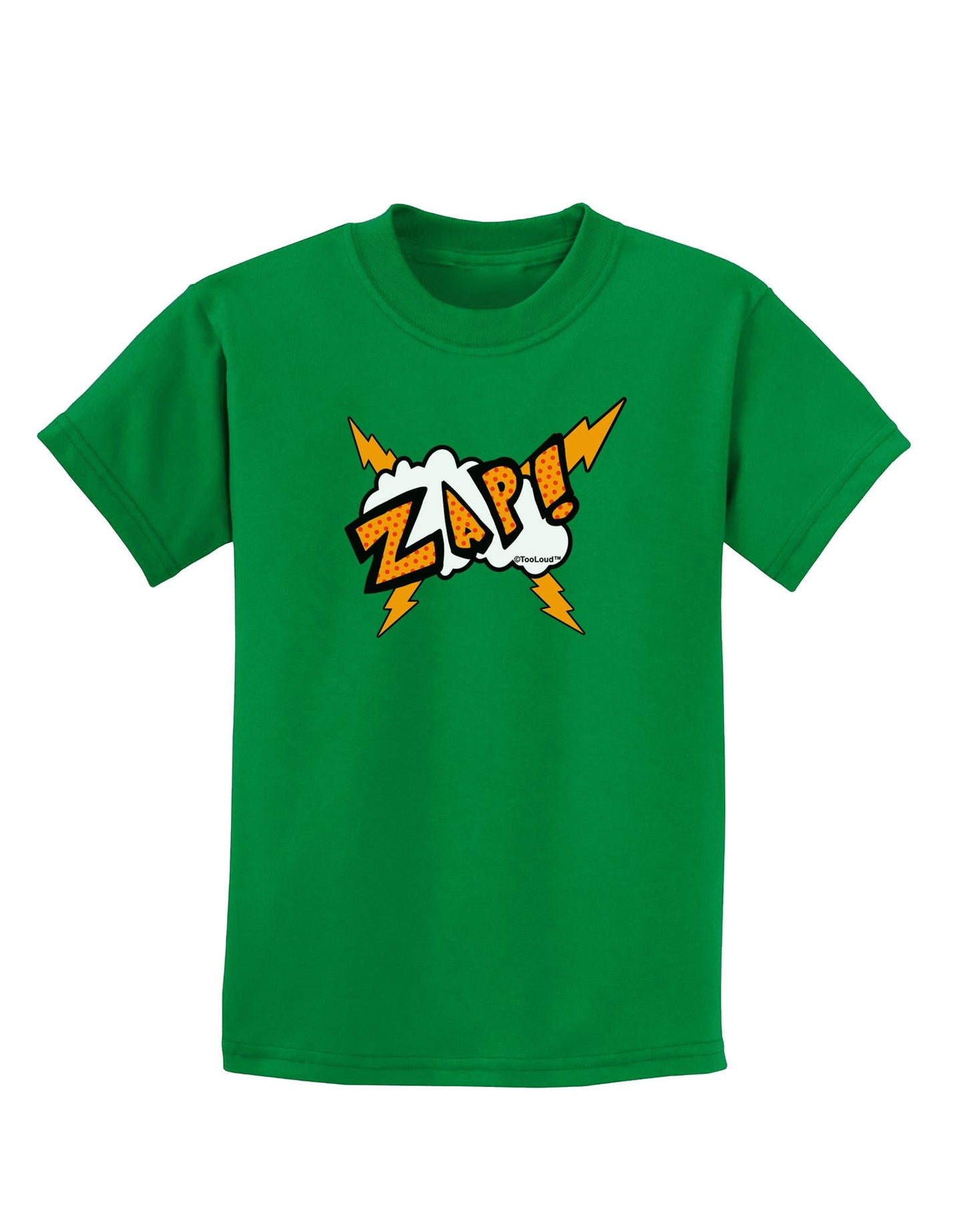 Onomatopoeia ZAP Childrens Dark T-Shirt-Childrens T-Shirt-TooLoud-Kelly-Green-X-Small-Davson Sales