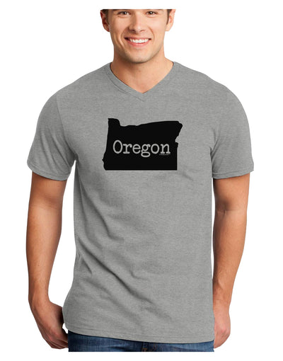 Oregon - United States Shape Adult V-Neck T-shirt by TooLoud-Mens V-Neck T-Shirt-TooLoud-HeatherGray-Small-Davson Sales