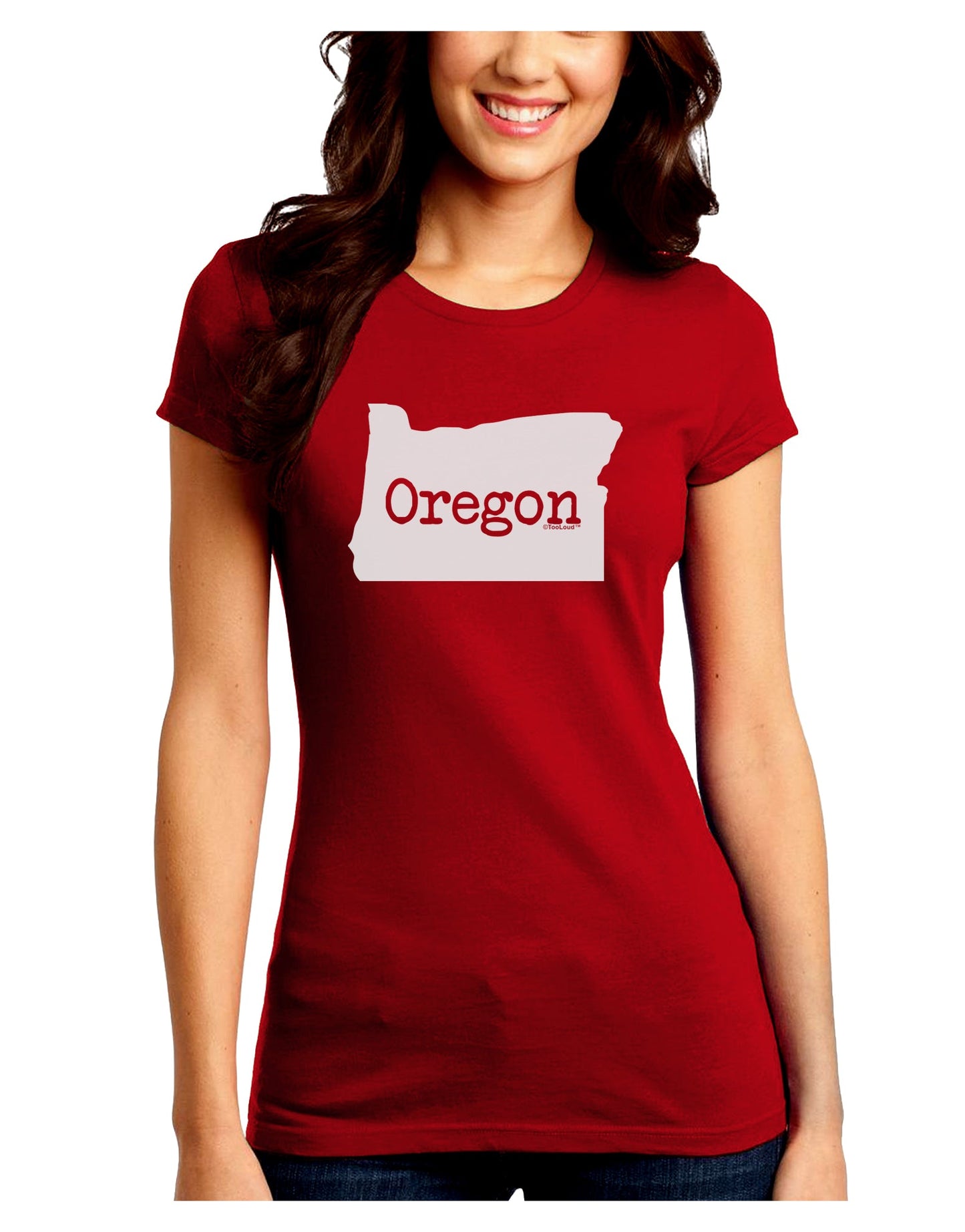 Oregon - United States Shape Juniors Crew Dark T-Shirt by TooLoud-T-Shirts Juniors Tops-TooLoud-Red-Juniors Fitted Small-Davson Sales