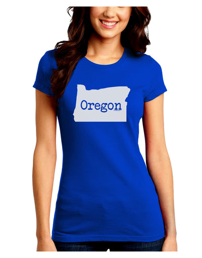 Oregon - United States Shape Juniors Crew Dark T-Shirt by TooLoud-T-Shirts Juniors Tops-TooLoud-Royal-Blue-Juniors Fitted Small-Davson Sales