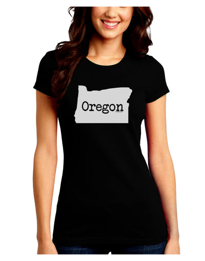 Oregon - United States Shape Juniors Crew Dark T-Shirt by TooLoud-T-Shirts Juniors Tops-TooLoud-Black-Juniors Fitted Small-Davson Sales