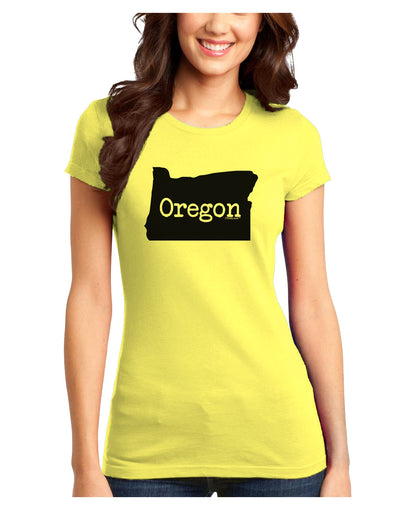 Oregon - United States Shape Juniors T-Shirt by TooLoud-Womens Juniors T-Shirt-TooLoud-Yellow-Juniors Fitted X-Small-Davson Sales