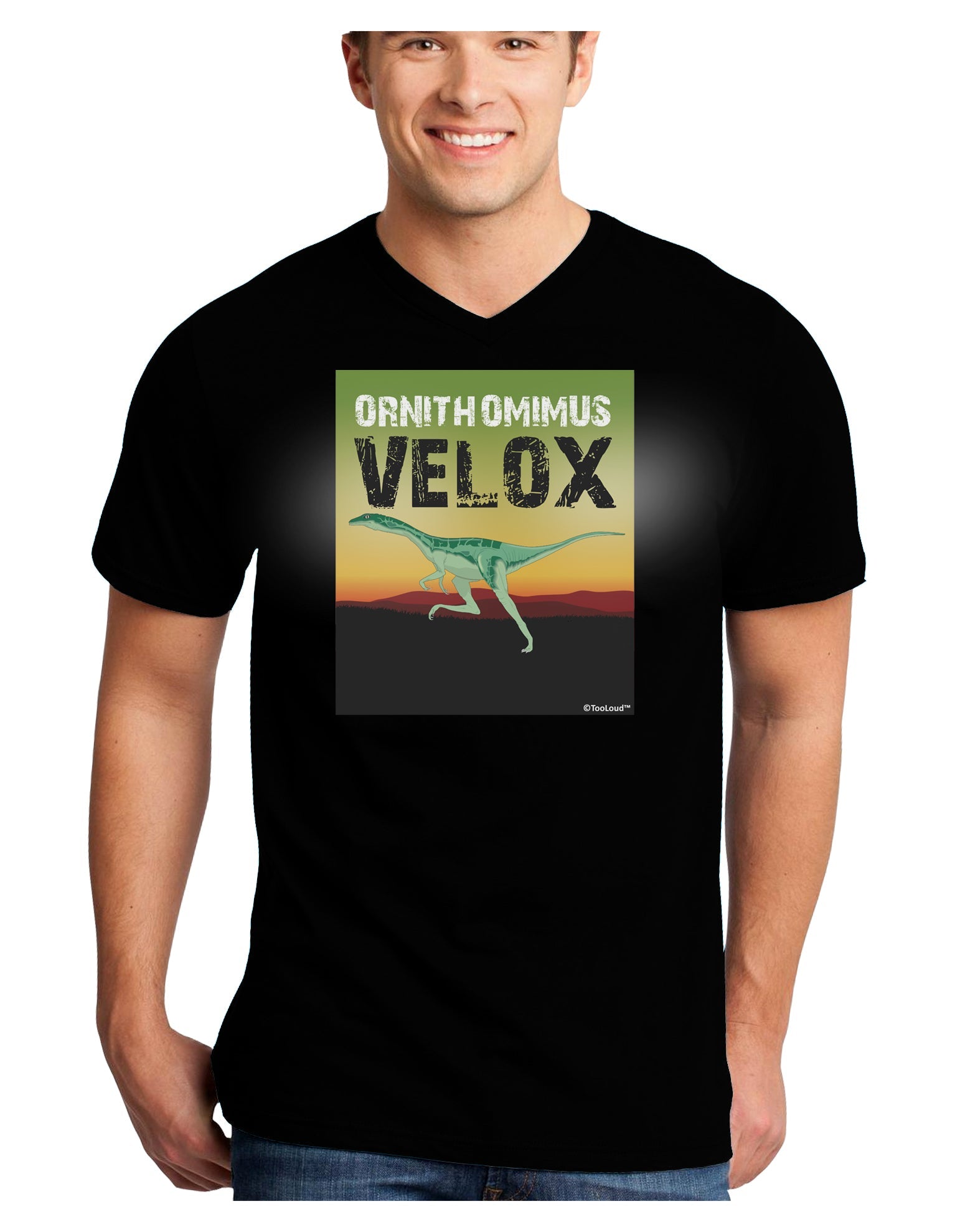 Ornithomimus Velox - With Name Adult Dark V-Neck T-Shirt by TooLoud-Mens V-Neck T-Shirt-TooLoud-Black-Small-Davson Sales