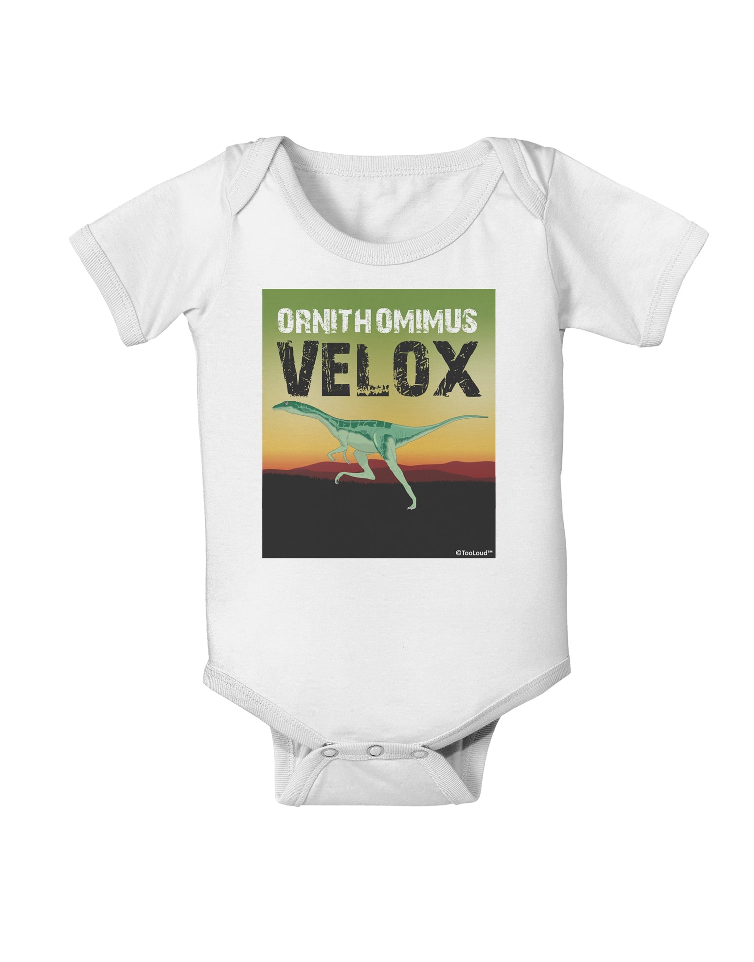Ornithomimus Velox - With Name Baby Romper Bodysuit by TooLoud-Baby Romper-TooLoud-White-06-Months-Davson Sales