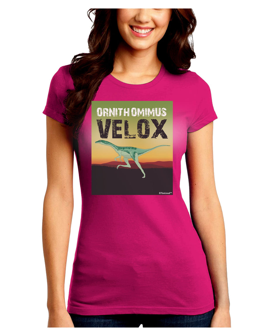 Ornithomimus Velox - With Name Juniors Crew Dark T-Shirt by TooLoud-T-Shirts Juniors Tops-TooLoud-Black-Juniors Fitted Small-Davson Sales