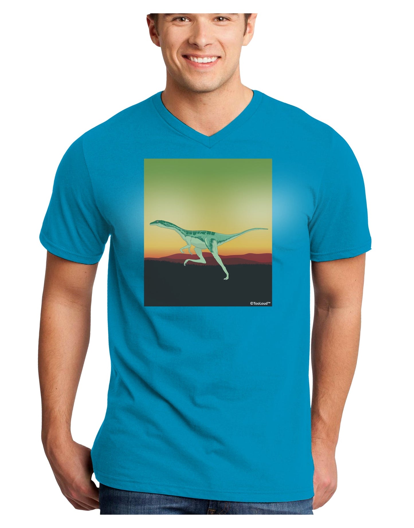 Ornithomimus Velox - Without Name Adult Dark V-Neck T-Shirt by TooLoud-Mens V-Neck T-Shirt-TooLoud-Turquoise-Small-Davson Sales