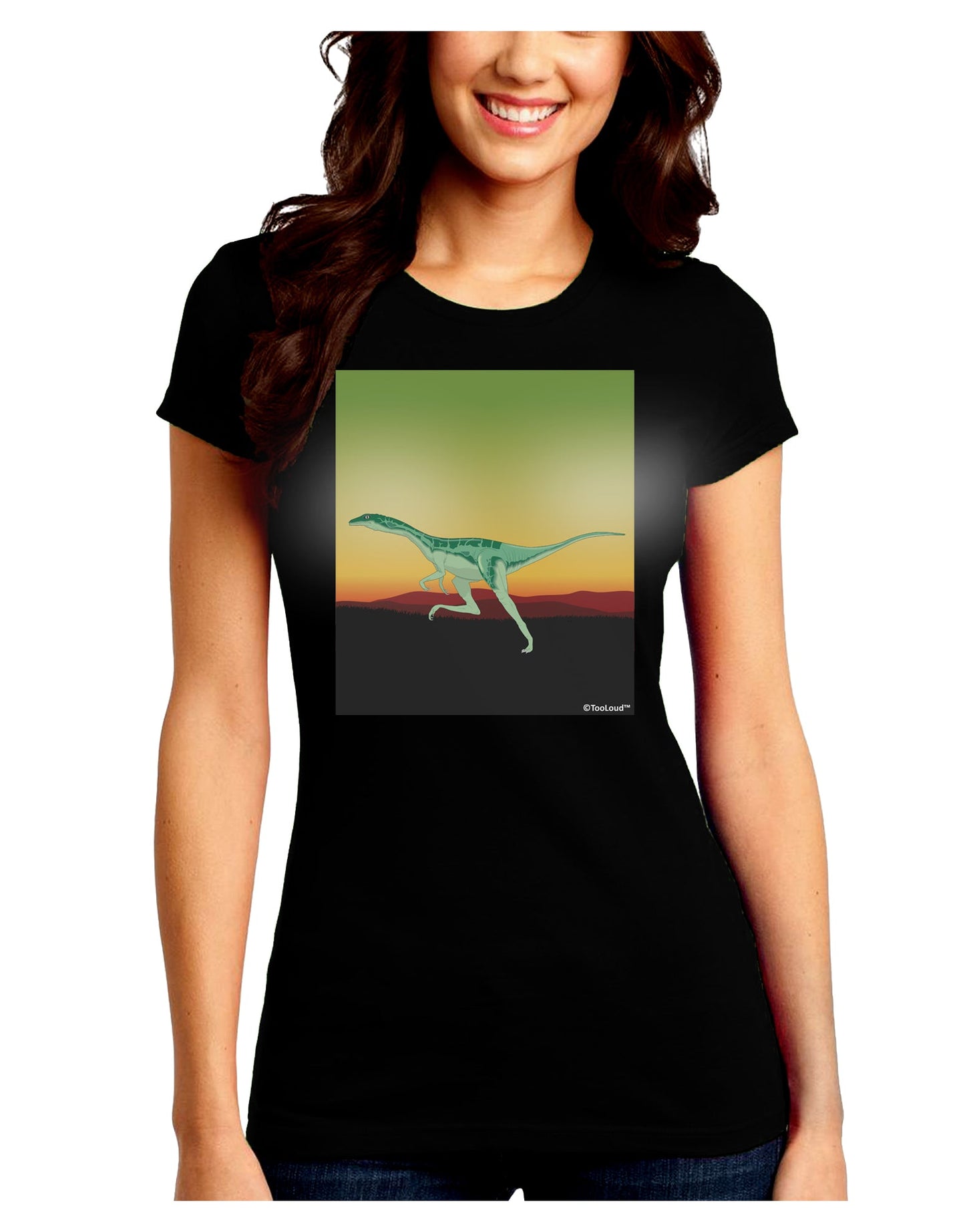 Ornithomimus Velox - Without Name Juniors Crew Dark T-Shirt by TooLoud-T-Shirts Juniors Tops-TooLoud-Black-Juniors Fitted Small-Davson Sales