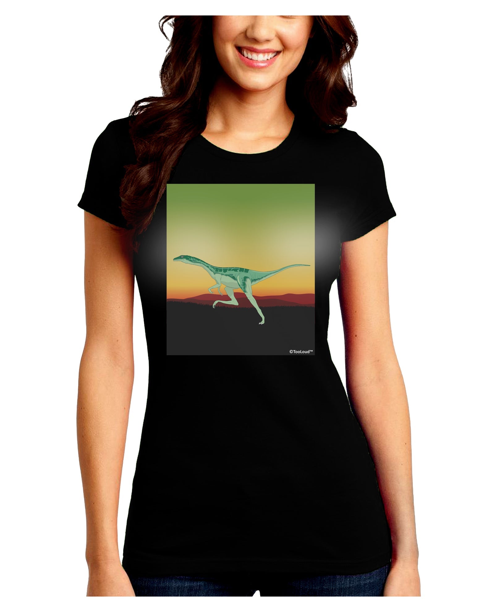 Ornithomimus Velox - Without Name Juniors Crew Dark T-Shirt by TooLoud-T-Shirts Juniors Tops-TooLoud-Black-Juniors Fitted Small-Davson Sales