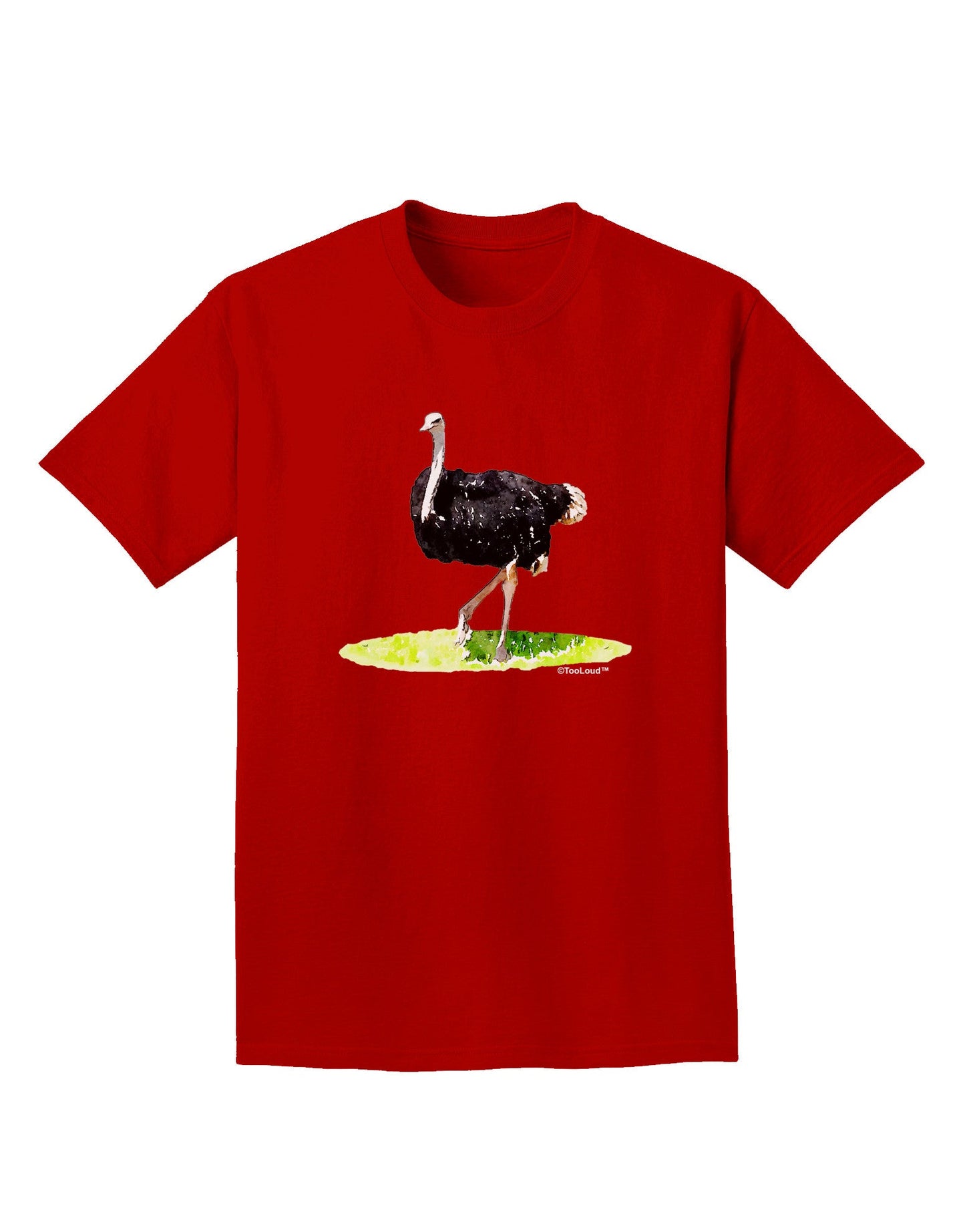 Ostrich Watercolor Adult Dark T-Shirt-Mens T-Shirt-TooLoud-Red-Small-Davson Sales