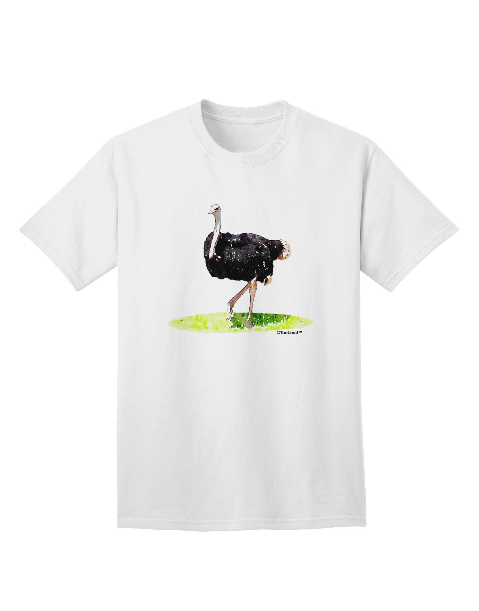 Ostrich Watercolor Adult T-Shirt-Mens T-Shirt-TooLoud-White-Small-Davson Sales