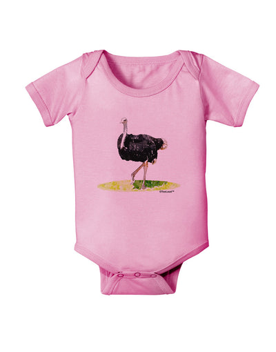 Ostrich Watercolor Baby Romper Bodysuit-Baby Romper-TooLoud-Light-Pink-06-Months-Davson Sales