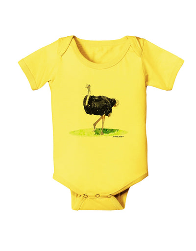 Ostrich Watercolor Baby Romper Bodysuit-Baby Romper-TooLoud-Yellow-06-Months-Davson Sales