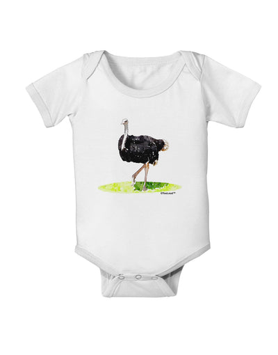 Ostrich Watercolor Baby Romper Bodysuit-Baby Romper-TooLoud-White-06-Months-Davson Sales