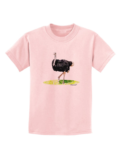 Ostrich Watercolor Childrens T-Shirt-Childrens T-Shirt-TooLoud-PalePink-X-Small-Davson Sales