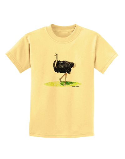 Ostrich Watercolor Childrens T-Shirt-Childrens T-Shirt-TooLoud-Daffodil-Yellow-X-Small-Davson Sales