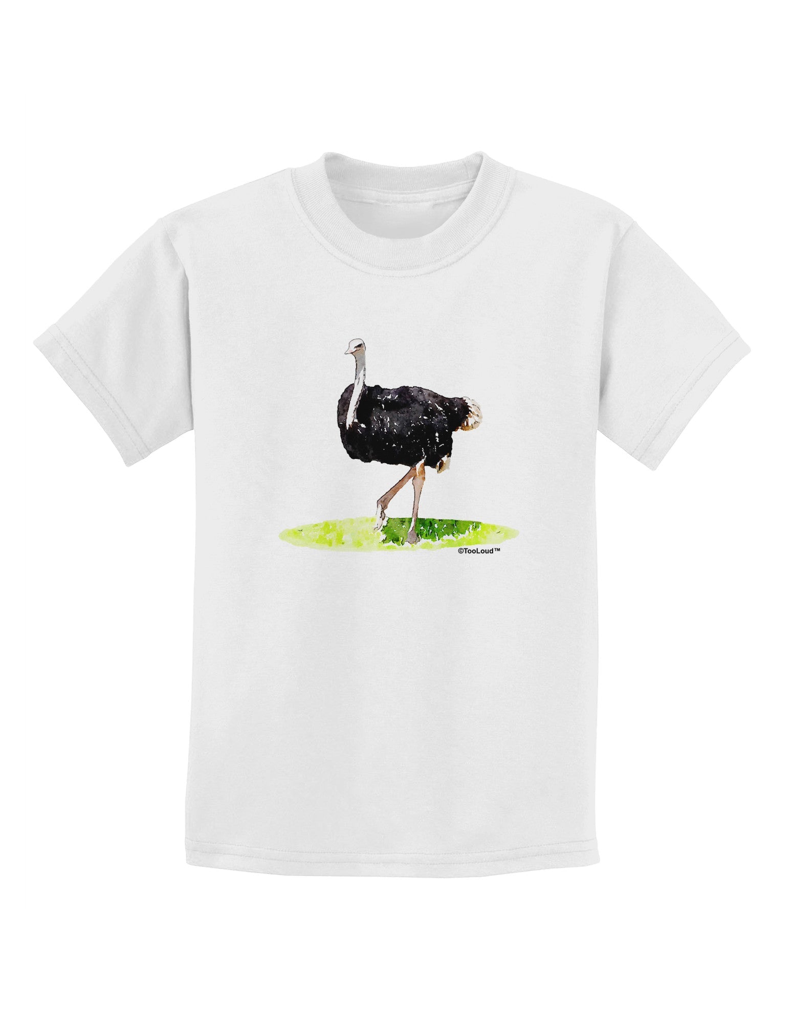 Ostrich Watercolor Childrens T-Shirt-Childrens T-Shirt-TooLoud-White-X-Small-Davson Sales