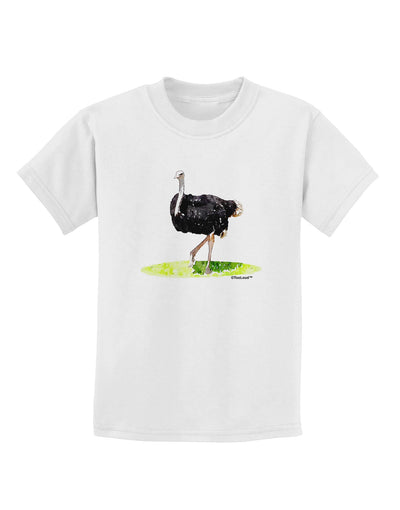 Ostrich Watercolor Childrens T-Shirt-Childrens T-Shirt-TooLoud-White-X-Small-Davson Sales