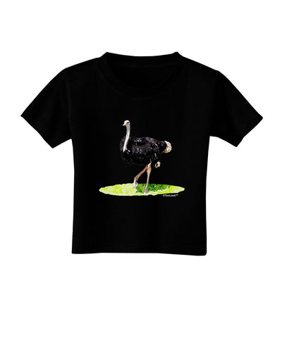 Ostrich Watercolor Toddler T-Shirt Dark-Toddler T-Shirt-TooLoud-Black-2T-Davson Sales