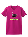 Ostrich Watercolor Womens Dark T-Shirt-TooLoud-Hot-Pink-Small-Davson Sales