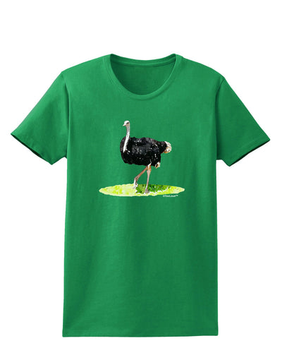 Ostrich Watercolor Womens Dark T-Shirt-TooLoud-Kelly-Green-X-Small-Davson Sales