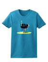 Ostrich Watercolor Womens Dark T-Shirt-TooLoud-Turquoise-X-Small-Davson Sales