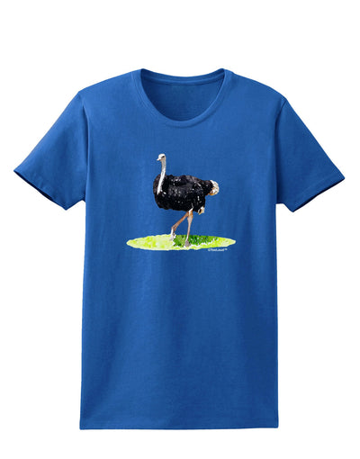 Ostrich Watercolor Womens Dark T-Shirt-TooLoud-Royal-Blue-X-Small-Davson Sales