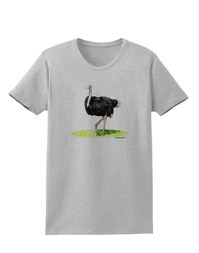 Ostrich Watercolor Womens T-Shirt-Womens T-Shirt-TooLoud-AshGray-X-Small-Davson Sales