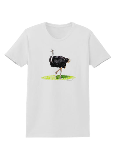 Ostrich Watercolor Womens T-Shirt-Womens T-Shirt-TooLoud-White-X-Small-Davson Sales