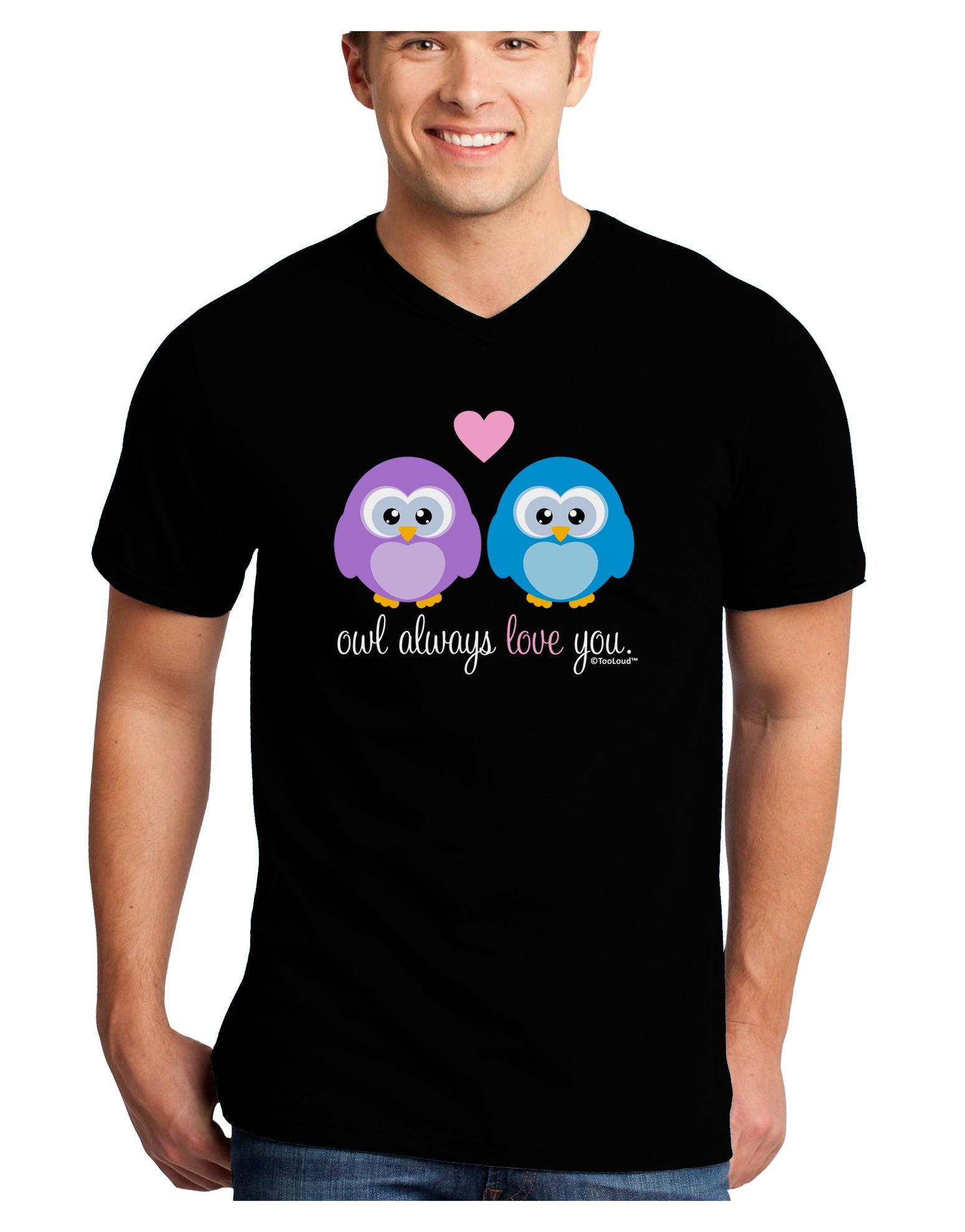 Owl Always Love You Adult Dark V-Neck T-Shirt by TooLoud-Mens V-Neck T-Shirt-TooLoud-Black-Small-Davson Sales